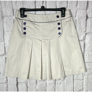Barrie Pleated Mini Tennis Skirt Preppy Ivy League School Girl Beige Size M